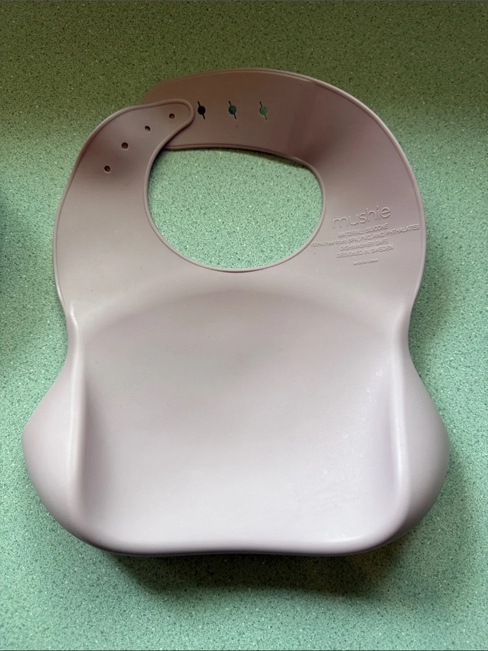 Mushie Silicone Baby Bib - Pink and Cream and Bazzle Baby travel bib in blue
